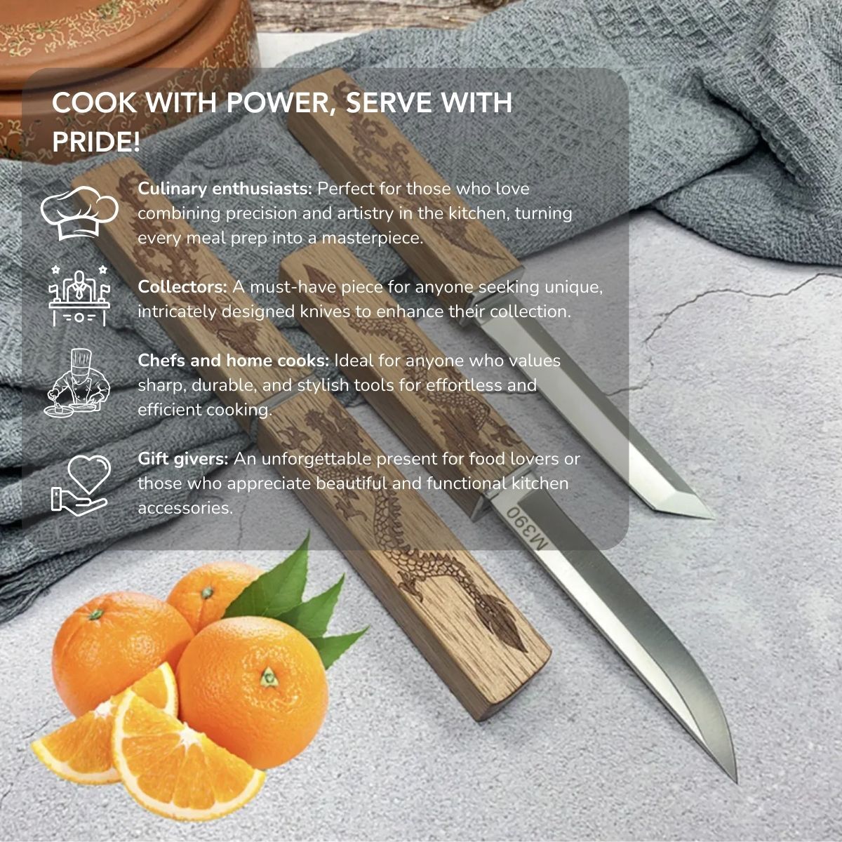 Serenosole™ Hikari Japanese Knives | A statement in your kitchen | Sharpest Knife 2024 (set of 2)