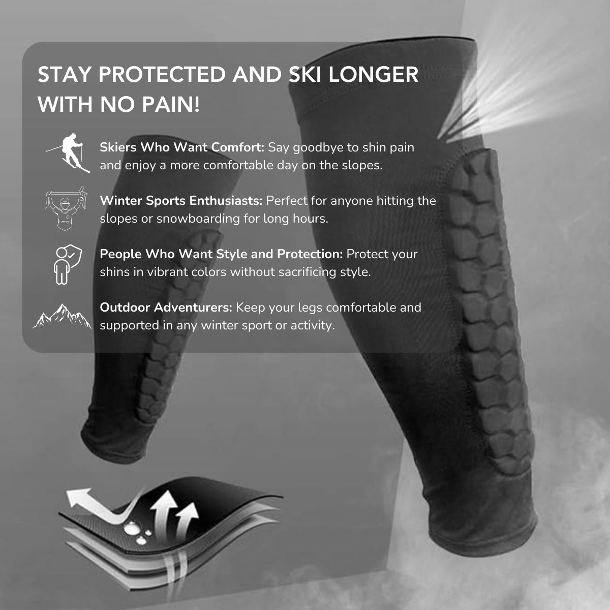 Serenosole™ SkiShield Ski Guard Socks | Keeps your shins comfy and bruise-free | Coziest Ski Protection 2024